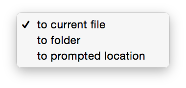 The saving method popup menu