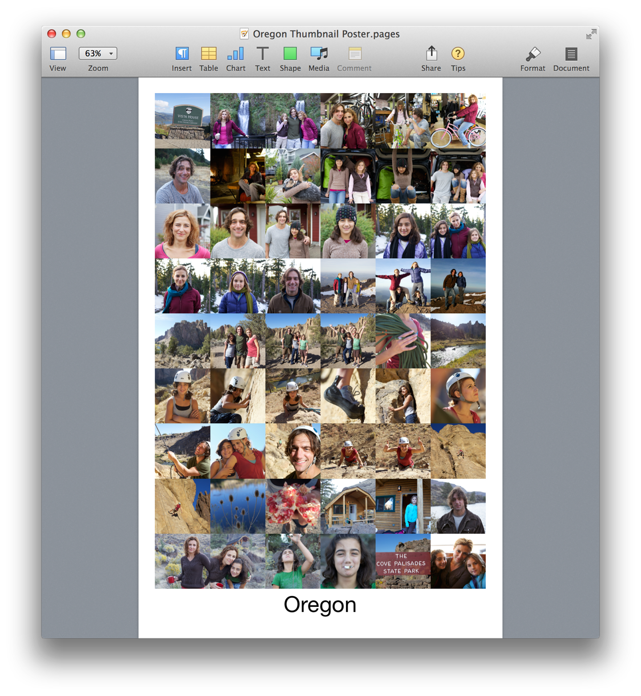 The image thumbnail document poplulated with photos.